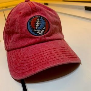Junk Food Grateful Dead patch red dad hat baseball cap - vintage wash